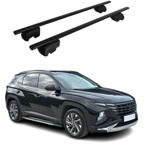 OMAC Barres de toit pour Hyundai Tucson IV 2022-2026 – City Crash tested – ISO PAS 11154:2006 – Antivol inclus – Charge max 75 kg – 2 barres Noir (1/4)