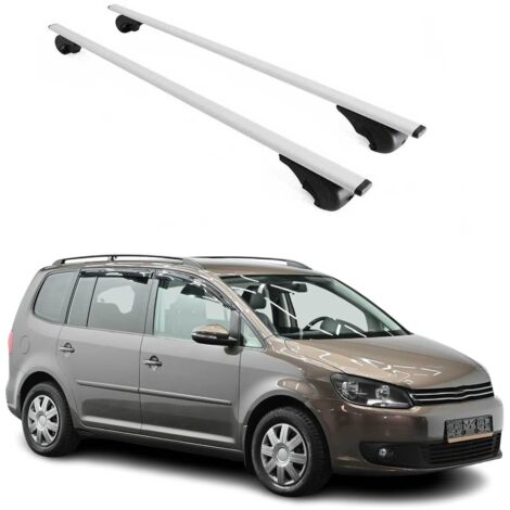 OMAC Barres de toit pour VW Touran I 2003-2015 – TÜV / DIN 75302:2019 – Antivol inclus – Charge max 75 kg – 2 barres Argent (1/4)