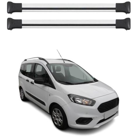OMAC Barres de toit en aluminium pour Ford Transit Courier / Tourneo Courier I 2014-2023 – TÜV / DIN 75302:2019 – Charge max 75 kg – 2 barres Argent (1/4)