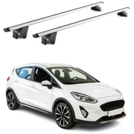 OMAC Barres de toit aluminium certifiées TÜV pour Ford Fiesta Active 2018-2023 – Pour rails de toit intégrés – Rainure en T – Charge max 100 kg – 2 antivols Argent (1/4)