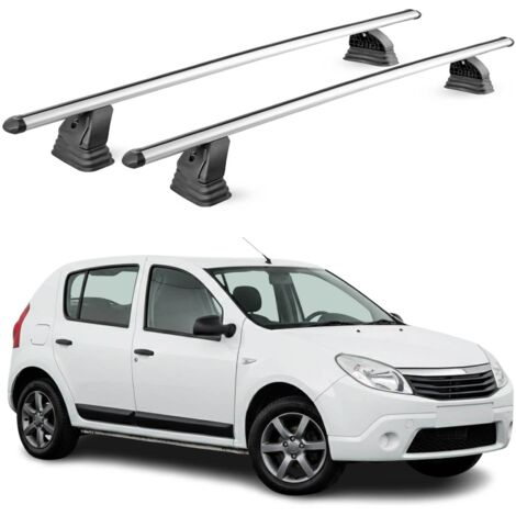 OMAC Barres de toit transversales en aluminium pour Dacia Sandero I 2008-2012 – TÜV / DIN 75302:2019 – Antivol inclus – Charge max 75 kg – 2 barres – Gris (1/4)
