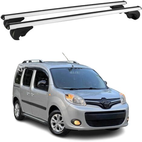 OMAC Barres de toit en aluminium pour Renault Kangoo II 2007-2021 – TÜV / DIN 75302:2019 – Antivol inclus – Charge max 75 kg – 2 barres Argent