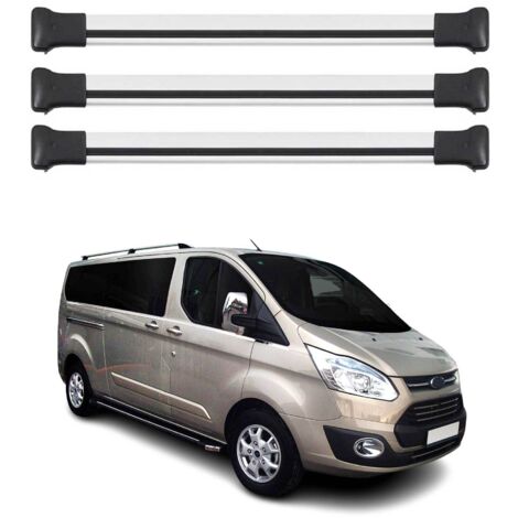 OMAC Barres de toit en aluminium pour Ford Transit Custom / Tourneo Custom I 2012-2023 – TÜV / DIN 75302:2019 – Charge max 75 kg – 2 barres Argent (1/4)