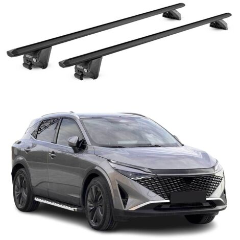 OMAC Barres de toit aluminium certifiées TÜV pour Nissan Qashqai J12 2021-2026 – Pour rails de toit intégrés – Rainure en T – Charge max 100 kg – 2 antivols Noir (1/4)