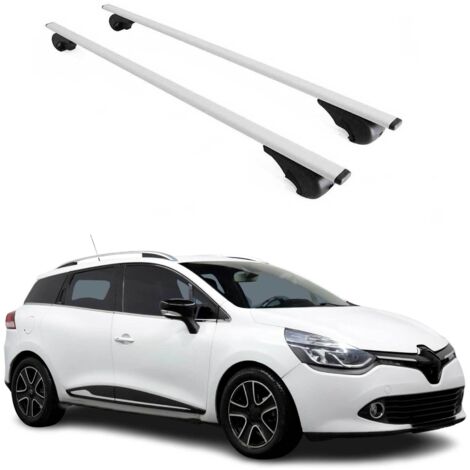 OMAC Barres de toit pour Renault Clio IV Grandtour 2012-2019 – TÜV / DIN 75302:2019 – Antivol inclus – Charge max 75 kg – 2 barres Argent (1/4)