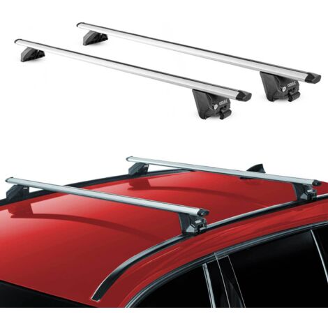 OMAC Barres de toit aluminium certifiées TÜV pour VW Polo mk5 Cross 2009-2017 – Pour rails de toit intégrés – Rainure en T – Charge max 100 kg – 2 antivols Argent (1/4)