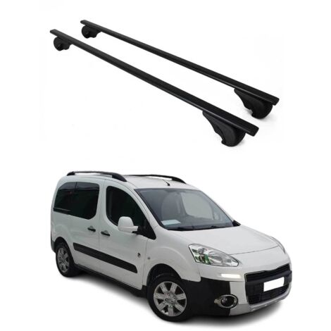 OMAC Barres de toit pour Peugeot Partner Tepee 2008-2018 – TÜV / DIN 75302:2019 – Antivol inclus – Charge max 75 kg – 2 barres Noir (1/4)