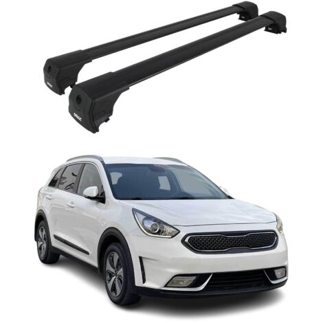 OMAC Barres de toit en aluminium pour Kia Niro I 2017-2022 – City Crash – ISO/PAS 11154:2006 – Antivol inclus – Charge max 75 kg – 2 barres Noir