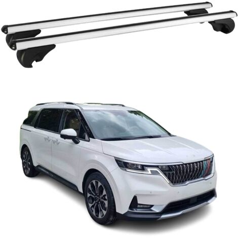OMAC Barres de toit en aluminium pour Kia Carnival IV 2021-2026 – TÜV / DIN 75302:2019 – Antivol inclus – Charge max 75 kg – 2 barres Argent (1/4)