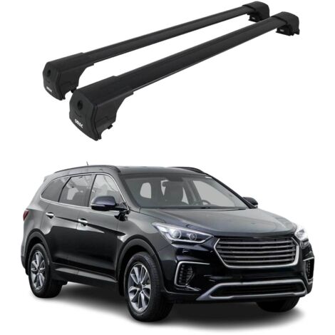 OMAC Barres de toit en aluminium pour Hyundai Santa Fe III 2013-2018 – City Crash – ISO/PAS 11154:2006 – Antivol inclus – Charge max 75 kg – 2 barres Noir (1/4)