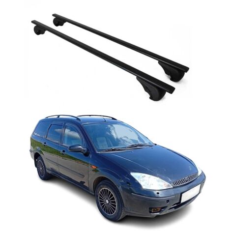 OMAC Barres de toit pour Ford Focus I Break 1998-2005 – TÜV / DIN 75302:2019 – Antivol inclus – Charge max 75 kg – 2 barres Noir (1/4)