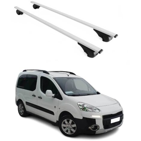 OMAC Barres de toit pour Peugeot Partner Tepee 2008-2018 – TÜV / DIN 75302:2019 – Antivol inclus – Charge max 75 kg – 2 barres Argent (1/4)