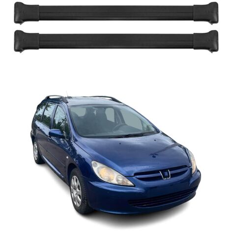 OMAC Barres de toit en aluminium pour Peugeot 307 Break 2001-2008 – TÜV / DIN 75302:2019 – Charge max 75 kg – 2 barres Noir (1/4)