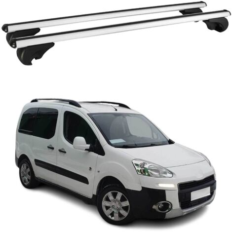OMAC Barres de toit en aluminium pour Peugeot Partner Tepee 2008-2018 – TÜV / DIN 75302:2019 – Antivol inclus – Charge max 75 kg – 2 barres Argent (1/4)