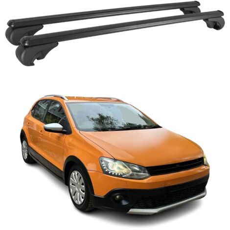 OMAC Barres de toit en aluminium pour VW Polo mk5 2009-2017 – TÜV / DIN 75302:2019 – Antivol inclus – Charge max 75 kg – 2 barres Noir (1/4)