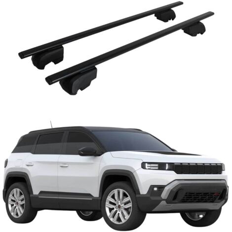 OMAC Barres de toit pour Jeep Compass III J4U ab 2026 – City Crash tested – ISO PAS 11154:2006 – Antivol inclus – Charge max 75 kg – 2 barres Noir (1/4)