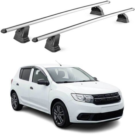 OMAC Barres de toit transversales en aluminium pour Dacia Sandero II 2012-2020 – TÜV / DIN 75302:2019 – Antivol inclus – Charge max 75 kg – 2 barres – Gris