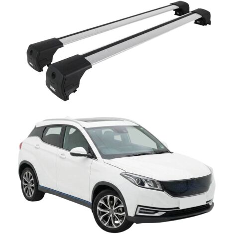 OMAC Barres de toit en aluminium pour DFSK Seres 3 2020-2026 – City Crash – ISO/PAS 11154:2006 – Antivol inclus – Charge max 75 kg – 2 barres Argent (1/4)