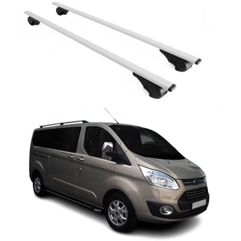 OMAC Barres de toit pour Ford Transit Custom I 2012-2023 – TÜV / DIN 75302:2019 – Antivol inclus – Charge max 75 kg – 2 barres Argent (1/4)