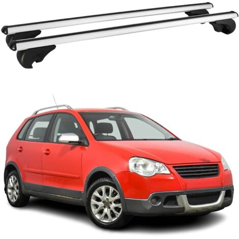 OMAC Barres de toit en aluminium pour VW Polo mk4 2001-2009 – TÜV / DIN 75302:2019 – Antivol inclus – Charge max 75 kg – 2 barres Argent (1/4)