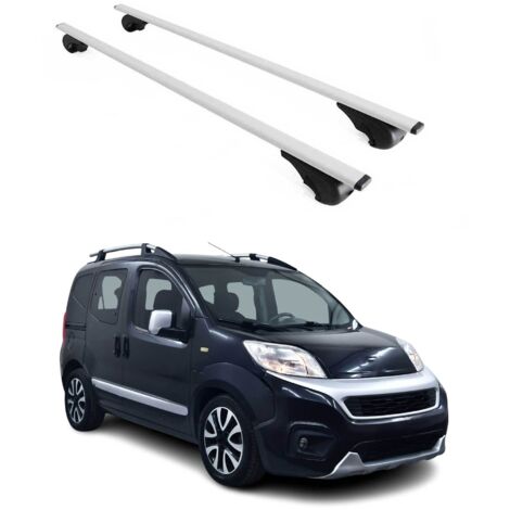 OMAC Barres de toit pour Fiat Fiorino / Qubo 2008-2017 – TÜV / DIN 75302:2019 – Antivol inclus – Charge max 75 kg – 2 barres Argent (1/4)