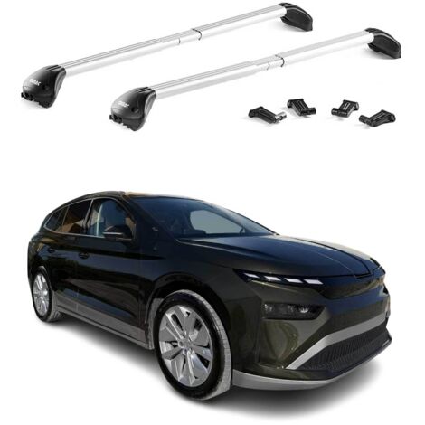 OMAC Barres de toit transversales certifiées TÜV pour Skoda Enyaq 2020-2026 – Verrouillables (4 antivols) – Charge max 100 kg – Fixation durable Argent (1/4)