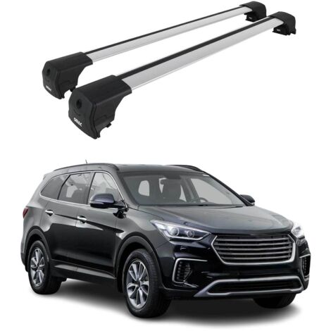 OMAC Barres de toit en aluminium pour Hyundai Santa Fe III 2013-2018 – City Crash – ISO/PAS 11154:2006 – Antivol inclus – Charge max 75 kg – 2 barres Argent (1/4)
