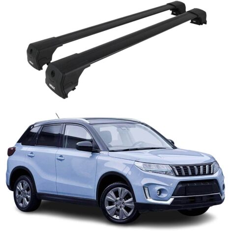 OMAC Barres de toit en aluminium pour Suzuki Vitara IV 2015-2026 – City Crash – ISO/PAS 11154:2006 – Antivol inclus – Charge max 75 kg – 2 barres Noir (1/4)
