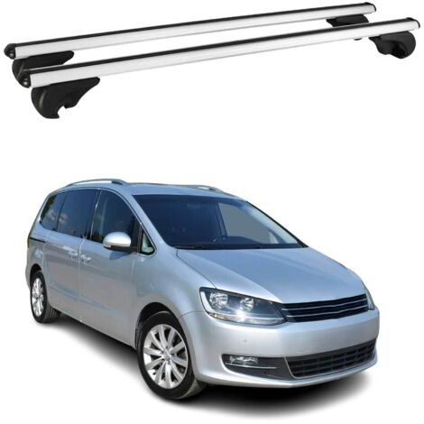 OMAC Barres de toit en aluminium pour VW Sharan II 2010-2023 – TÜV / DIN 75302:2019 – Antivol inclus – Charge max 75 kg – 2 barres Argent
