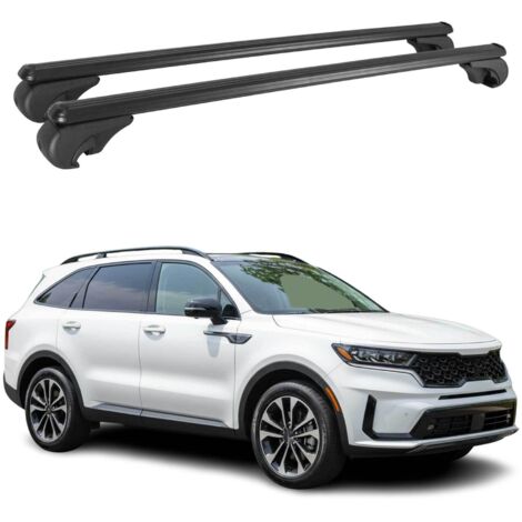 OMAC Barres de toit en aluminium pour Kia Sorento mk4 2021-2026 – TÜV / DIN 75302:2019 – Antivol inclus – Charge max 75 kg – 2 barres Noir (1/4)