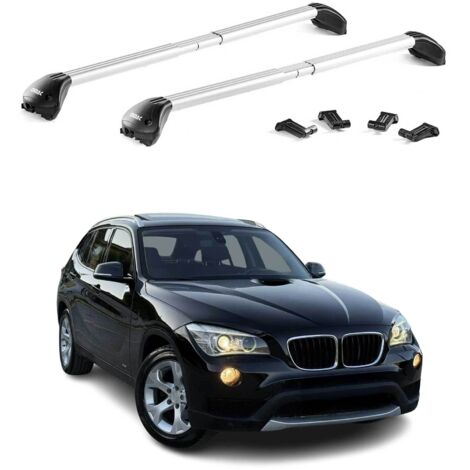 OMAC Barres de toit transversales certifiées TÜV pour BMW X1 E84 F48 2009-2022 – Verrouillables (4 antivols) – Charge max 100 kg – Fixation durable Argent (1/4)