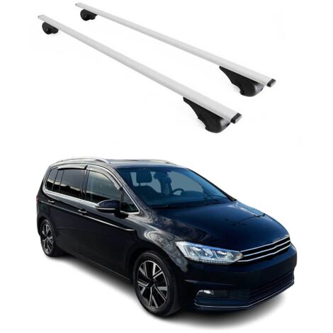OMAC Barres de toit pour VW Touran II 2015-2026 – TÜV / DIN 75302:2019 – Antivol inclus – Charge max 75 kg – 2 barres Argent (1/4)