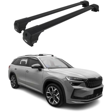 OMAC Barres de toit en aluminium pour Skoda Kodiaq II 2024-2026 / Superb 2024-2026 Break – City Crash – ISO/PAS 11154:2006 – Antivol inclus – Charge max 75 kg – 2 barres Noir (1/4)
