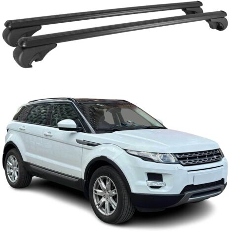 OMAC Barres de toit en aluminium pour Land Rover Range Rover Evoque I L538 2012-2018 – TÜV / DIN 75302:2019 – Antivol inclus – Charge max 75 kg – 2 barres Noir