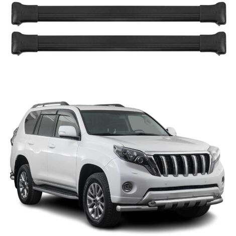 OMAC Barres de toit en aluminium pour Toyota Land Cruiser Prado J150 2009-2023 – TÜV / DIN 75302:2019 – Charge max 75 kg – 2 barres Noir (1/4)