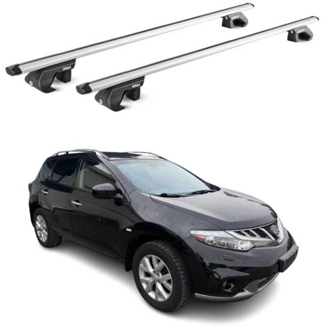 OMAC Barres de toit aluminium certifiées TÜV pour Nissan Murano II 2009-2014 – Pour rails de toit standards – Rainure en T – Charge max 90 kg – 2 antivols Argent (1/4)