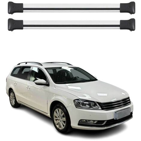 OMAC Barres de toit en aluminium pour VW Passat B7 Variant 2010-2014 – TÜV / DIN 75302:2019 – Charge max 75 kg – 2 barres Argent (1/4)