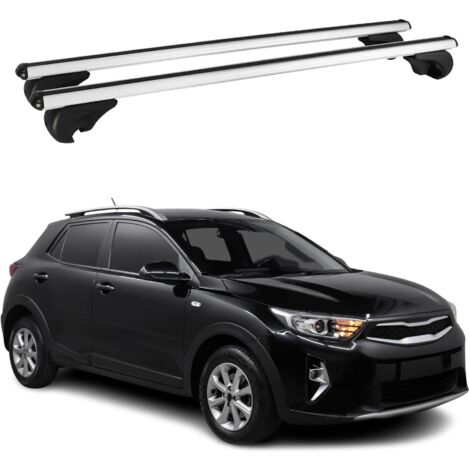 OMAC Barres de toit en aluminium pour Kia Stonic 2017-2026 – TÜV / DIN 75302:2019 – Antivol inclus – Charge max 75 kg – 2 barres Argent (1/4)