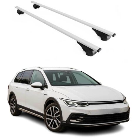 OMAC Barres de toit pour VW Golf mk8 Variant / Alltrack 2019-2026 – TÜV / DIN 75302:2019 – Antivol inclus – Charge max 75 kg – 2 barres Argent (1/4)