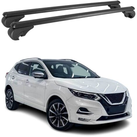 OMAC Barres de toit en aluminium pour Nissan Qashqai J11 2013-2021 – TÜV / DIN 75302:2019 – Antivol inclus – Charge max 75 kg – 2 barres Noir (1/4)