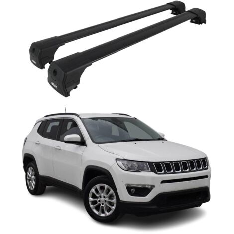 OMAC Barres de toit en aluminium pour Jeep Compass 2017-2025 – City Crash – ISO/PAS 11154:2006 – Antivol inclus – Charge max 75 kg – 2 barres Argent (1/4)