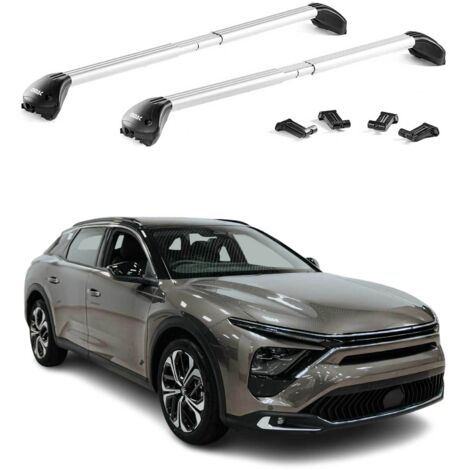 OMAC Barres de toit transversales certifiées TÜV pour Citroën C5 X 2022-2026 – Verrouillables (4 antivols) – Charge max 100 kg – Fixation durable Argent (1/4)