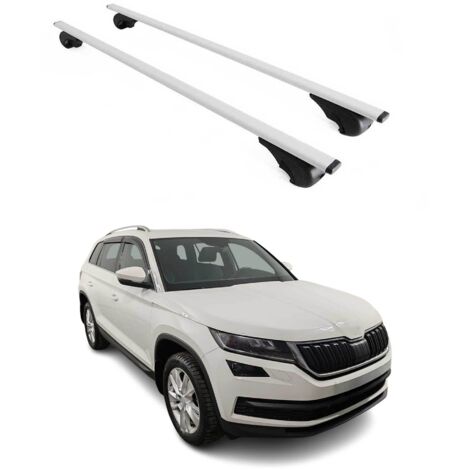 OMAC Barres de toit pour Skoda Kodiaq I 2016-2024 – TÜV / DIN 75302:2019 – Antivol inclus – Charge max 75 kg – 2 barres Argent (1/4)