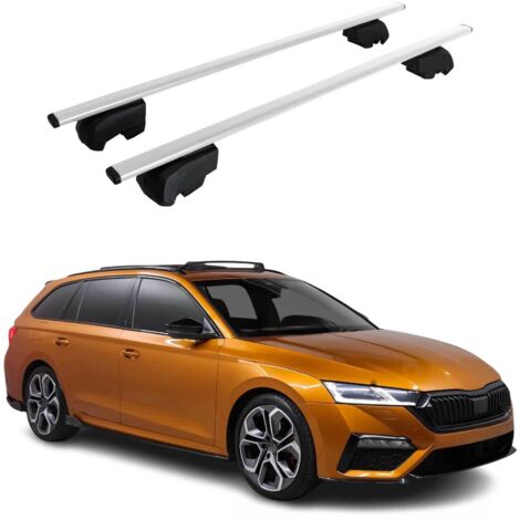 OMAC Barres de toit pour Skoda Octavia IV 2020-2026 – City Crash tested – ISO PAS 11154:2006 – Antivol inclus – Charge max 75 kg – 2 barres Argent (1/4)