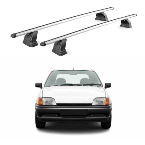 OMAC Barres de toit transversales en aluminium pour Ford Fiesta III 1989-1997 3 Portes – TÜV / DIN 75302:2019 – Antivol inclus – Charge max 75 kg – 2 barres – Gris (1/4)