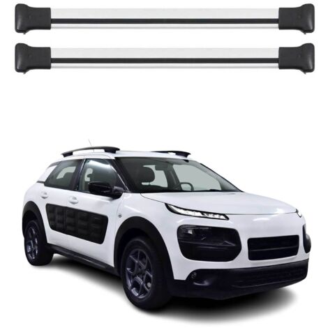 OMAC Barres de toit en aluminium pour Citroën C4 Cactus 2014-2022 – TÜV / DIN 75302:2019 – Charge max 75 kg – 2 barres Argent