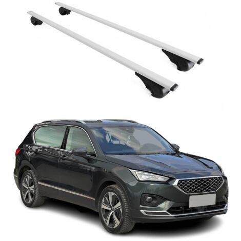 OMAC Barres de toit pour Seat Tarraco 2018-2024 – TÜV / DIN 75302:2019 – Antivol inclus – Charge max 75 kg – 2 barres Argent