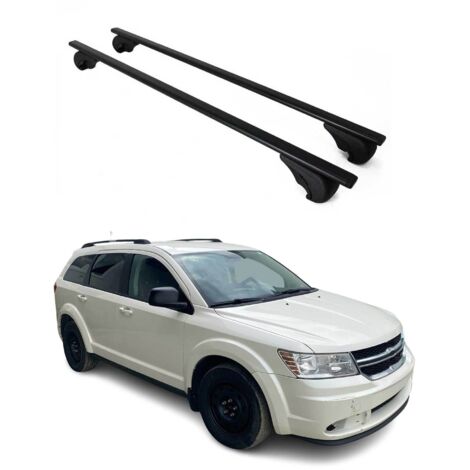 OMAC Barres de toit pour Dodge Journey 2008-2021 – TÜV / DIN 75302:2019 – Antivol inclus – Charge max 75 kg – 2 barres Noir (1/4)