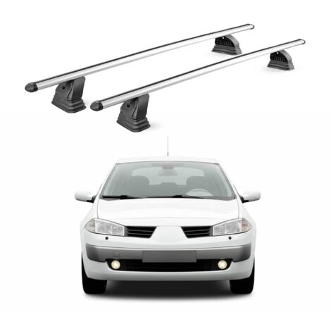 OMAC Barres de toit transversales en aluminium pour Renault Megane II HB Break Berline 2003-2008 – TÜV / DIN 75302:2019 – Antivol inclus – Charge max 75 kg – 2 barres – Gris (1/4)