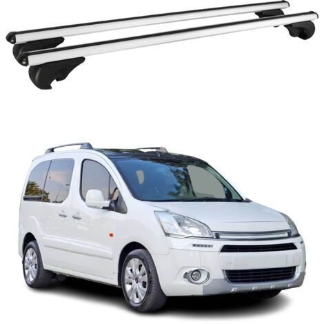 OMAC Barres de toit en aluminium pour Citroën Berlingo 2008-2018 – TÜV / DIN 75302:2019 – Antivol inclus – Charge max 75 kg – 2 barres Argent